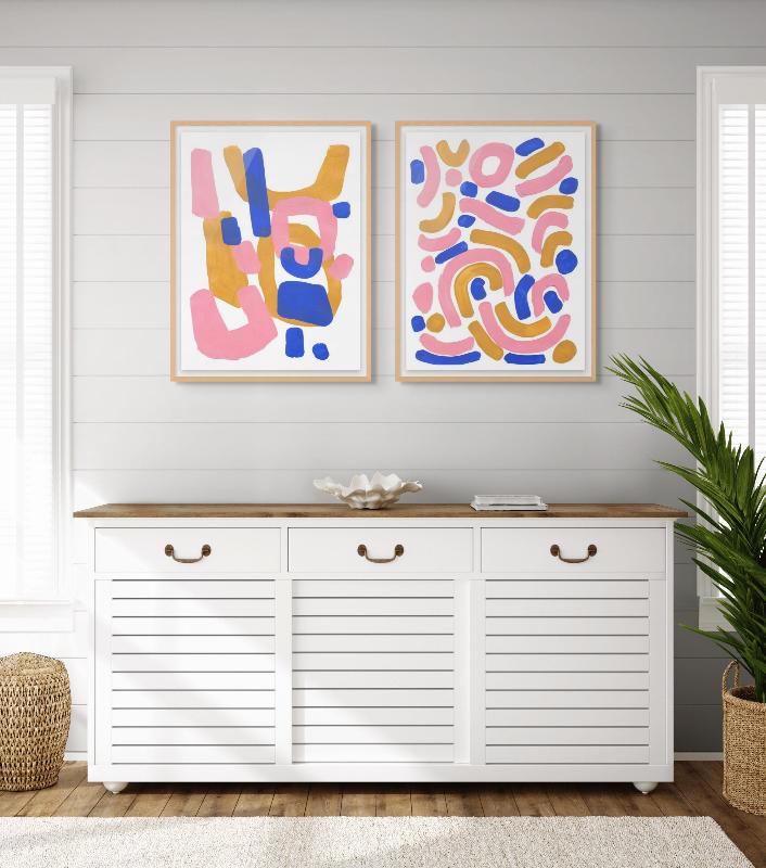 Set "Pink Wiggle" + "Pink Smile" Art Prints