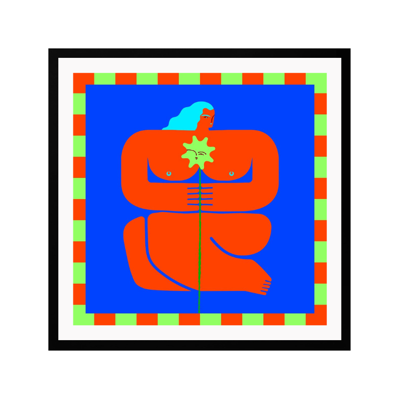 Cuadro "Stylized Human Form with Vibrant Orange and Blue Hues"