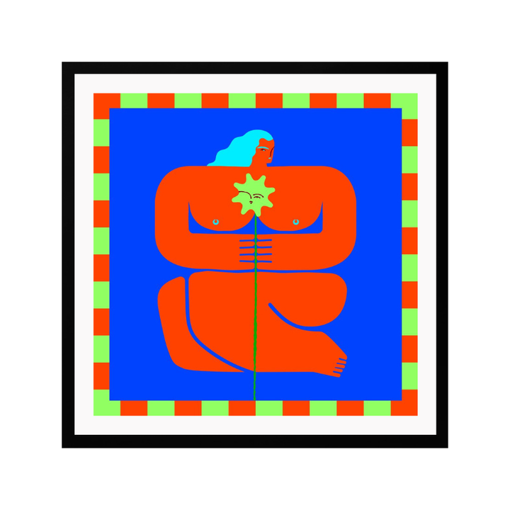 Cuadro "Stylized Human Form with Vibrant Orange and Blue Hues"