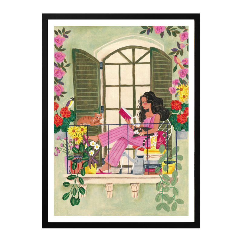 Cuadro "Woman reads on balcony"