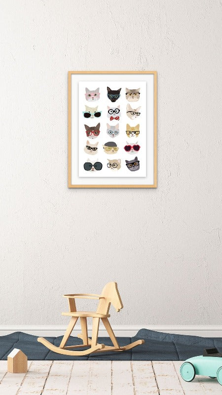 Cats With Glasses Art Print