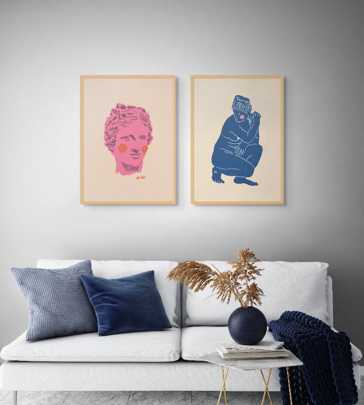 Set "Ancient Head" + "Blue Nude" Art Prints