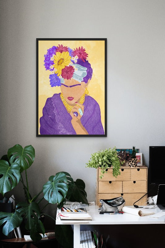 Frida and flowers Art Print