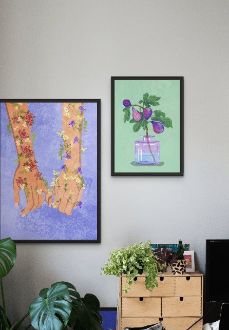 Figs branch in vase Art Print