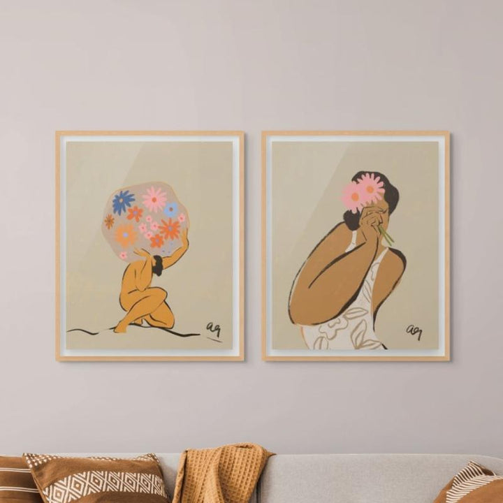 Set "World On Her Shoulders" + "Mask" Art Prints