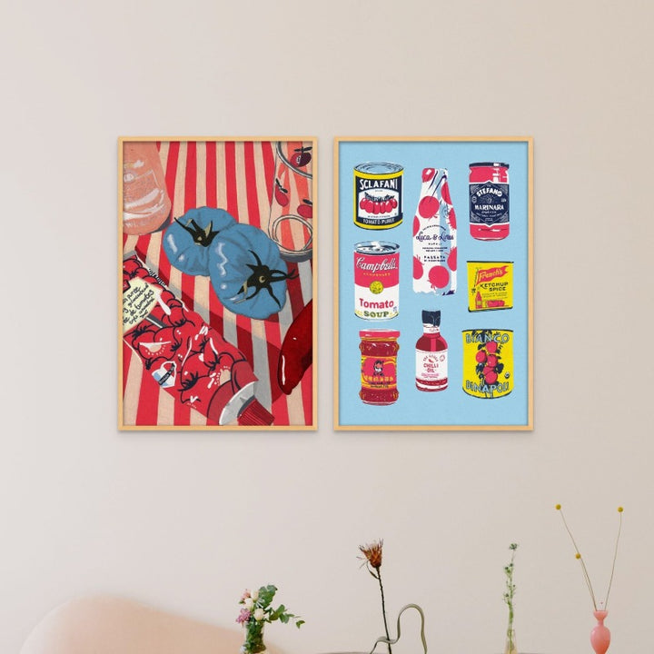 Set "Blue Tomatoes" + "Canned Tomatoes" Art Prints