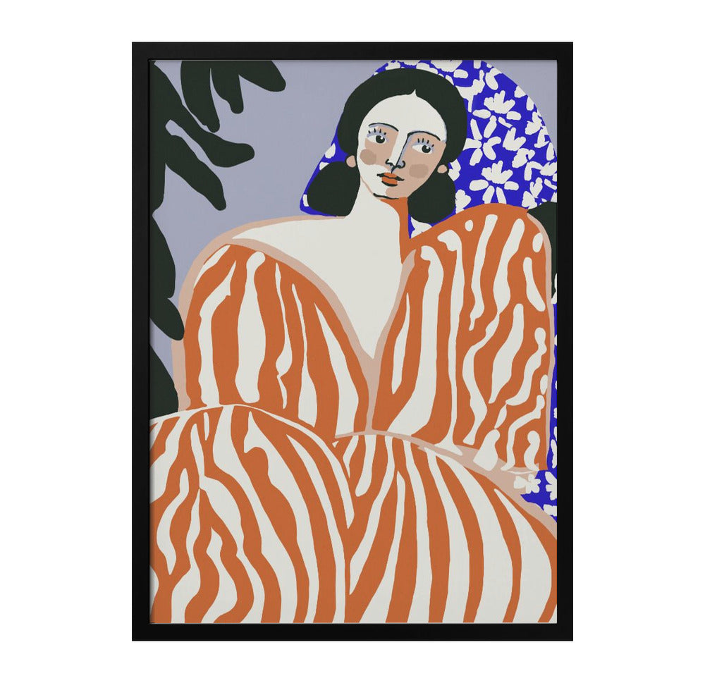Woman In Striped Suit Art Print