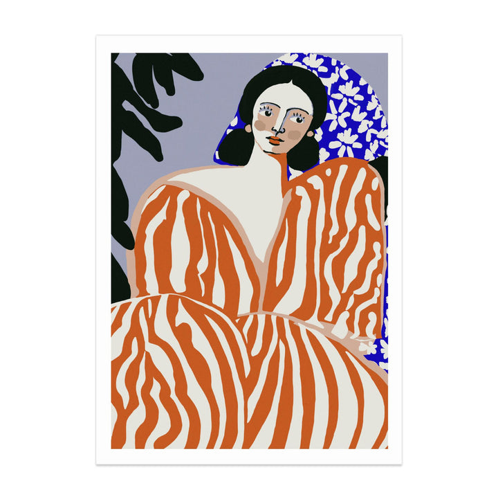 Woman In Striped Suit Art Print