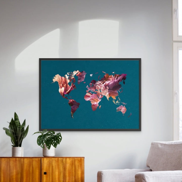 World Map Flowers Art Print