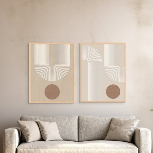 Set "Beige Arc Poster No.3" + "Beige Arc Poster No.1" Art Prints