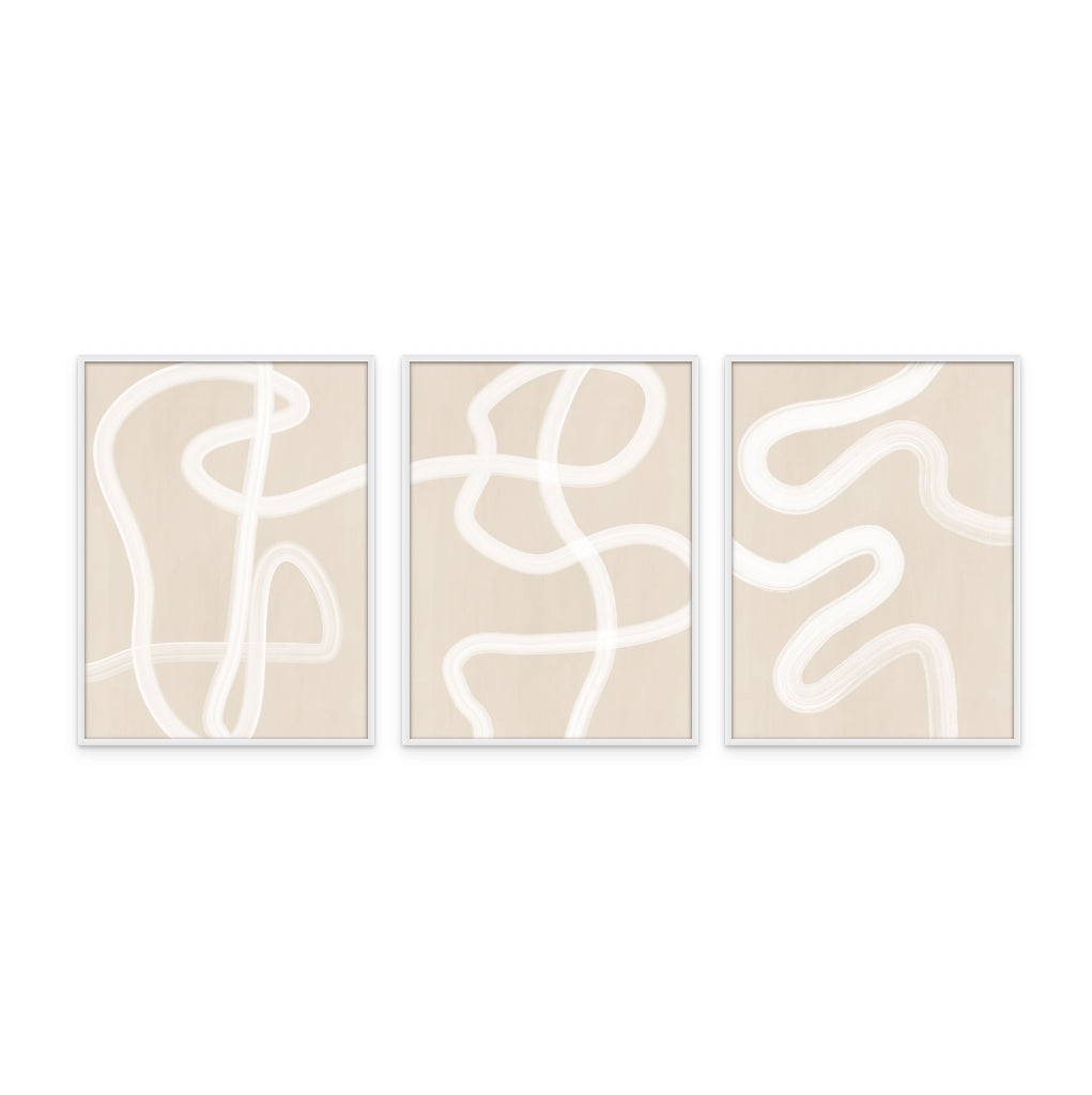 Set "Beige One Line Drawing" Art Prints