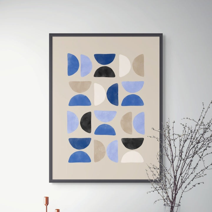 Blue geometric pattern 2 Art Print