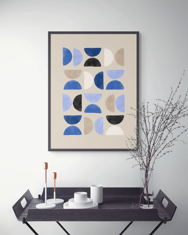 Blue geometric pattern 2 Art Print