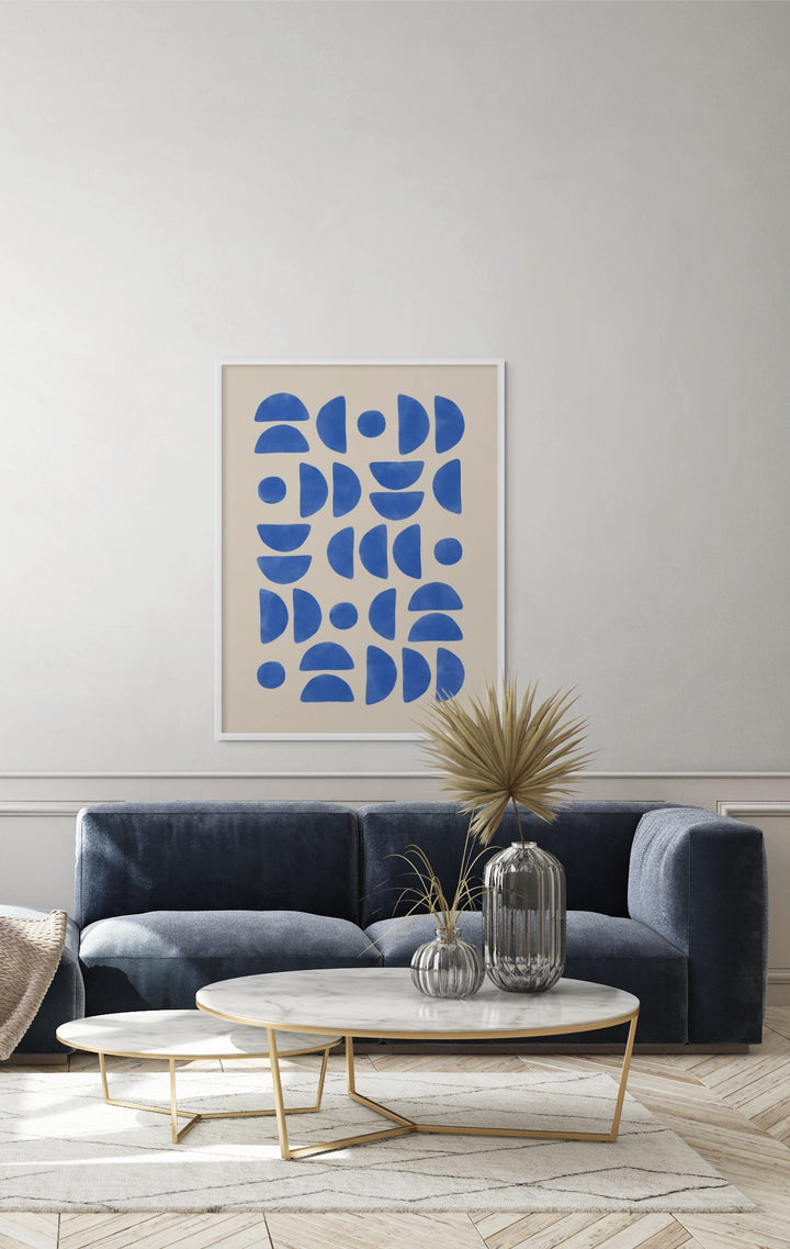 Blue geometric pattern Art Print