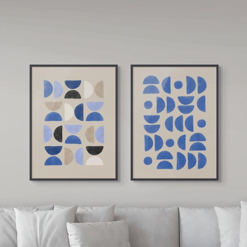 Set "Blue geometric patterns" Art Prints