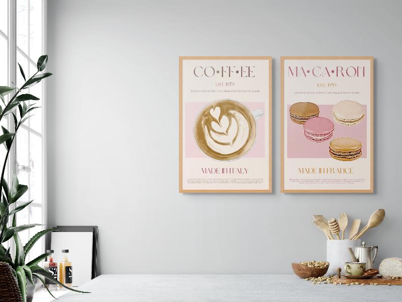 Set "Macaron + Coffee" Art Prints