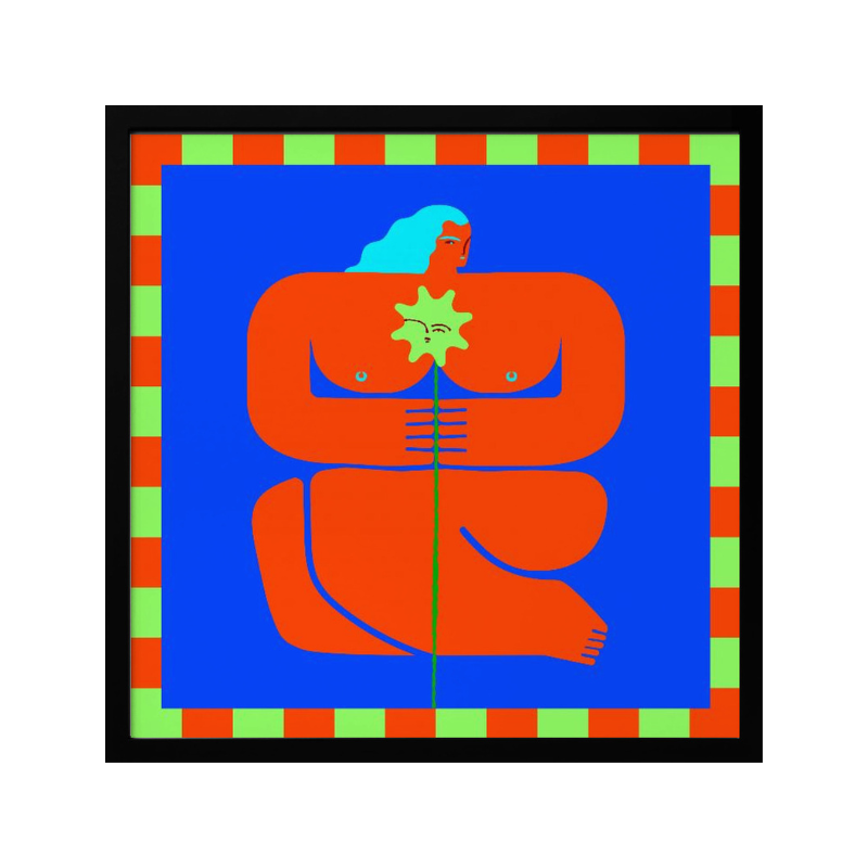 Cuadro "Stylized Human Form with Vibrant Orange and Blue Hues"