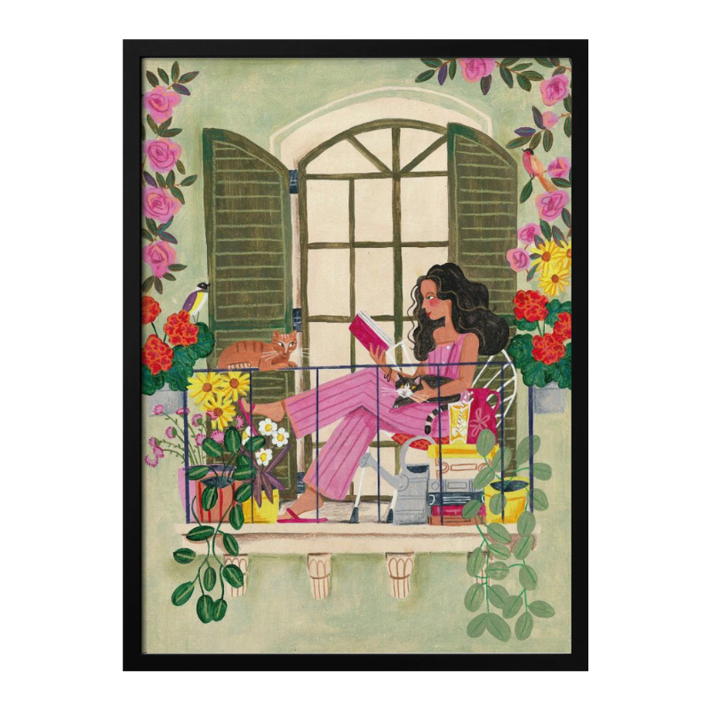 Cuadro "Woman reads on balcony"