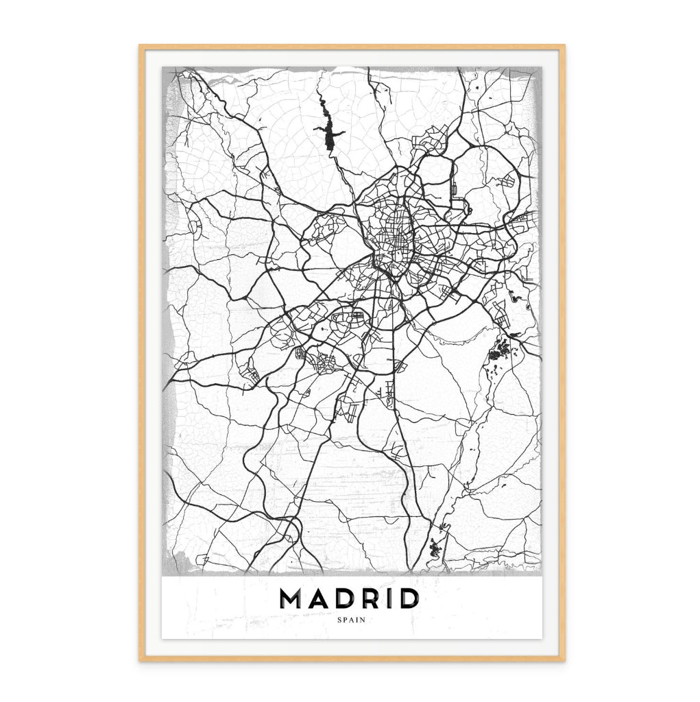 Madrid White Art Print