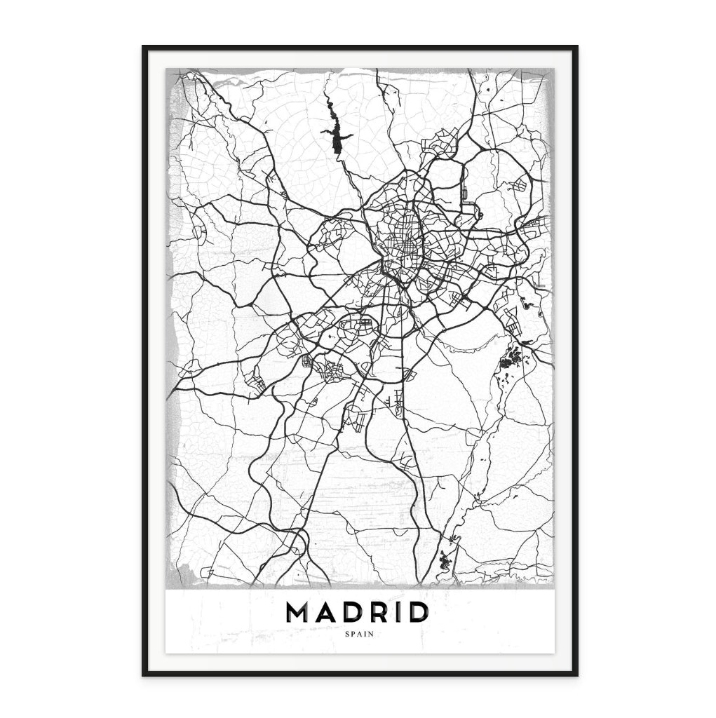 Madrid White Art Print