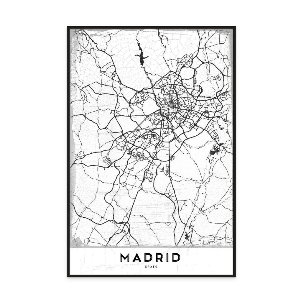 Madrid White Art Print