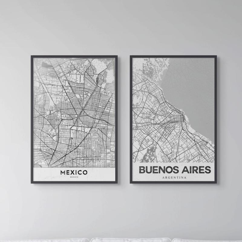 Set "Buenos Aires White" + "Mexico" Art Prints