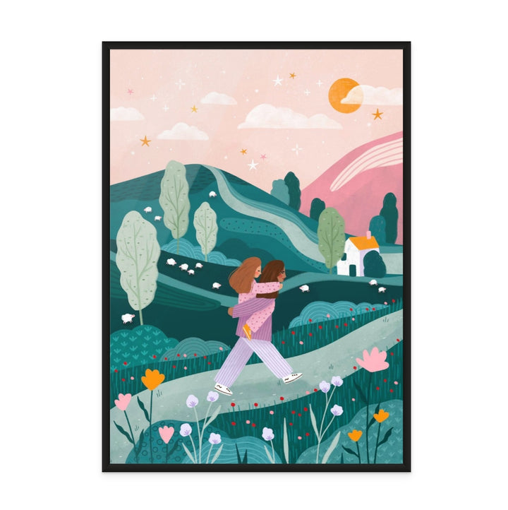 Mummy Daughter Countryside Walk Art Print