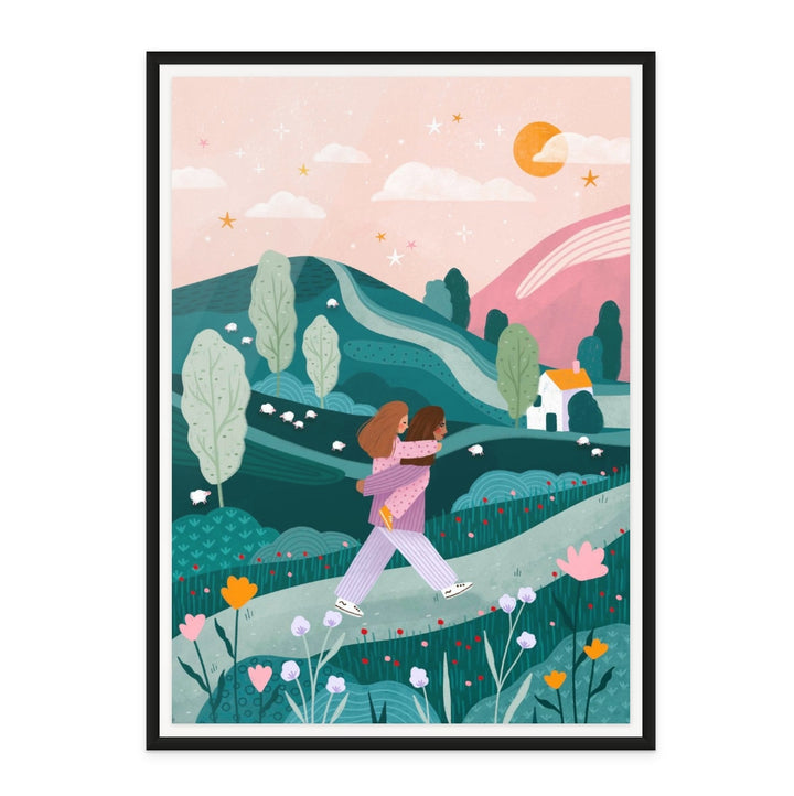 Mummy Daughter Countryside Walk Art Print