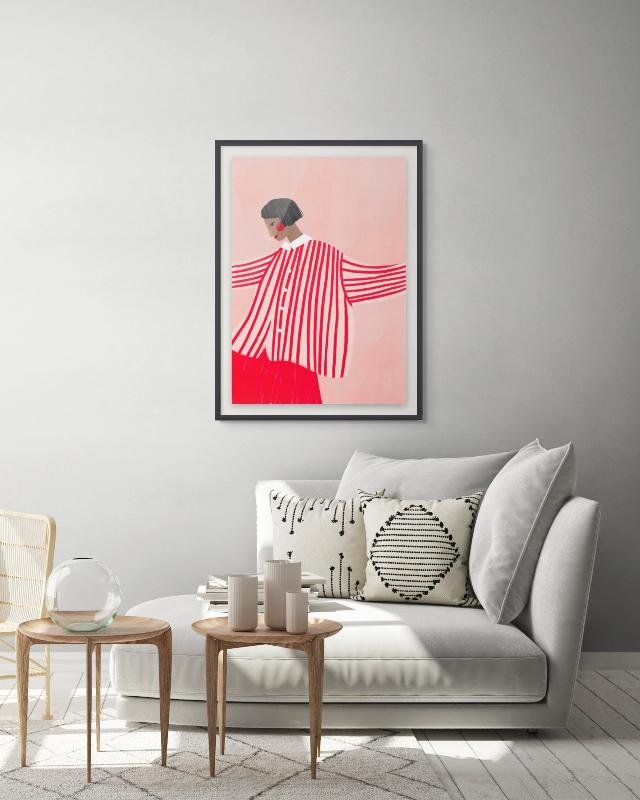 The Woman With the Red Stripes Art Print