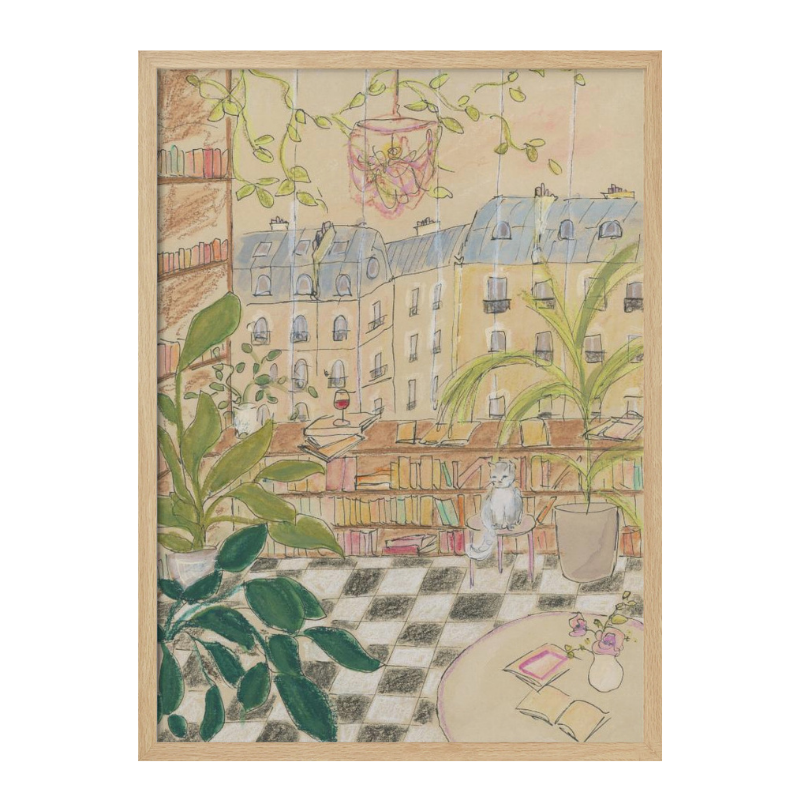 Cuadro "Antique Parisian Book Store Cat"