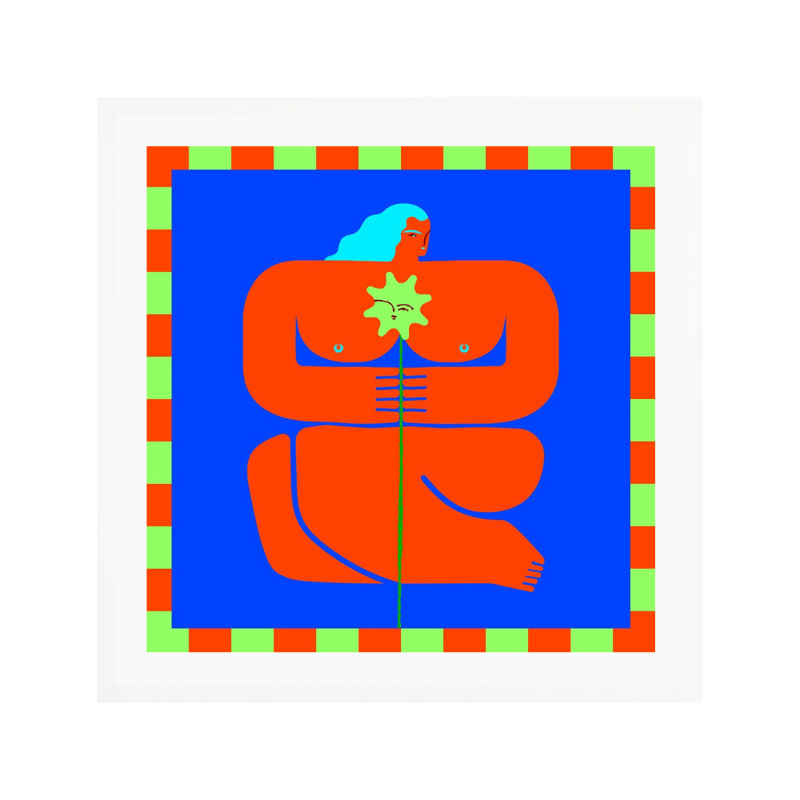 Cuadro "Stylized Human Form with Vibrant Orange and Blue Hues"