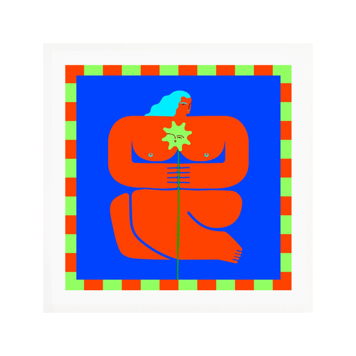 Cuadro "Stylized Human Form with Vibrant Orange and Blue Hues"
