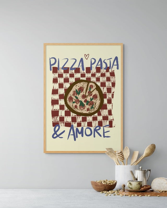 Pizza Pasta a Amore Art Print