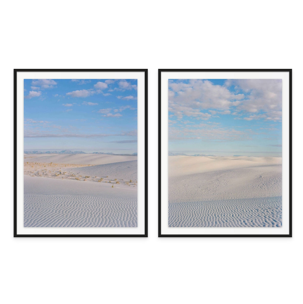 Set "White Sands New Mexico Sunrise I" + "White Sands New Mexico Sunrise VI" Art Prints