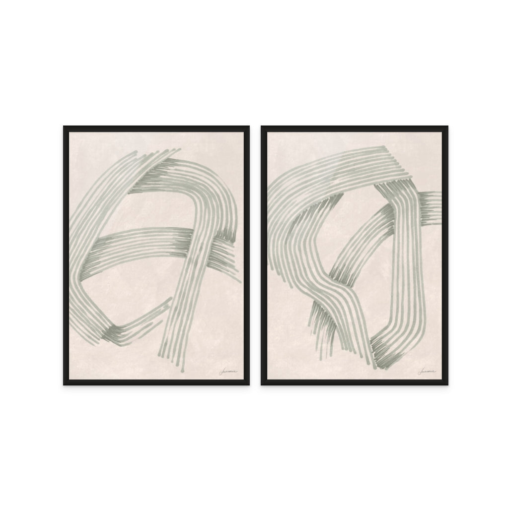 Set "Abstract Grey Intersections" Art Prints