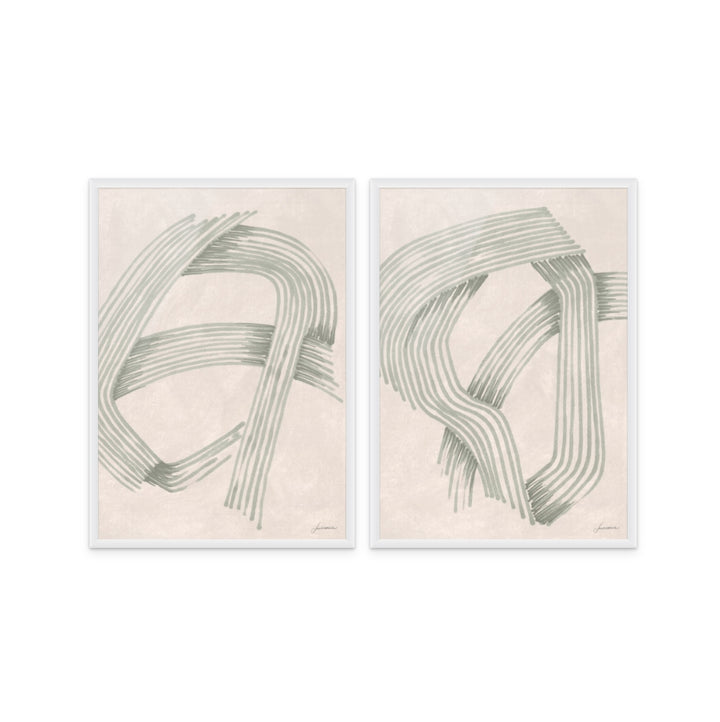 Set "Abstract Grey Intersections" Art Prints