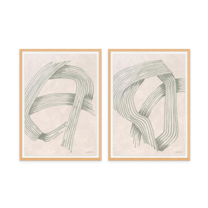 Set "Abstract Grey Intersections" Art Prints