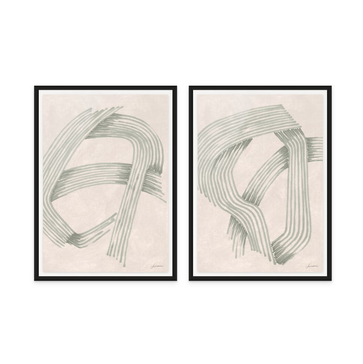 Set "Abstract Grey Intersections" Art Prints