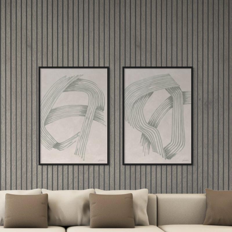 Set "Abstract Grey Intersections" Art Prints