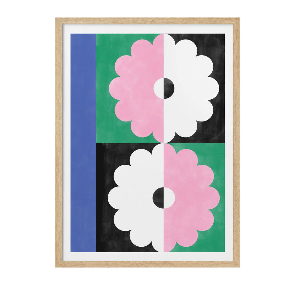 Two geometric flowers Art Print