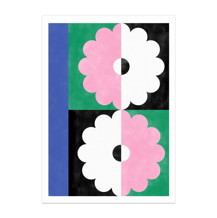 Two geometric flowers Art Print