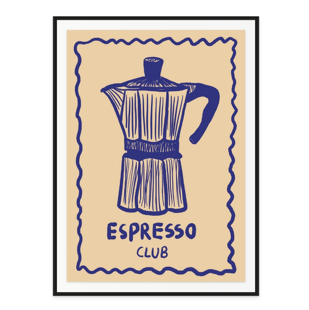 Espresso Club Blau Up Art Print