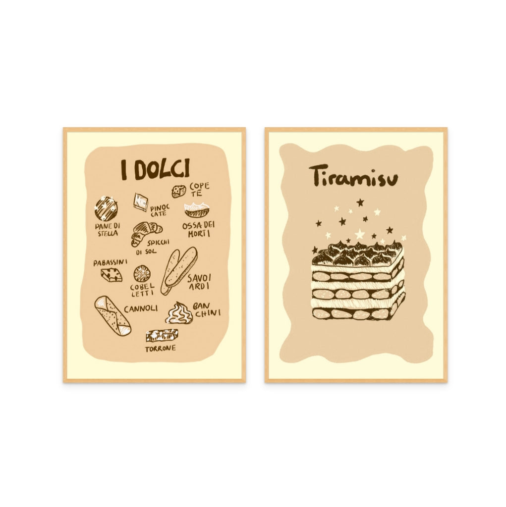 Set "I Dolci" + "Tiramisu" Art Prints