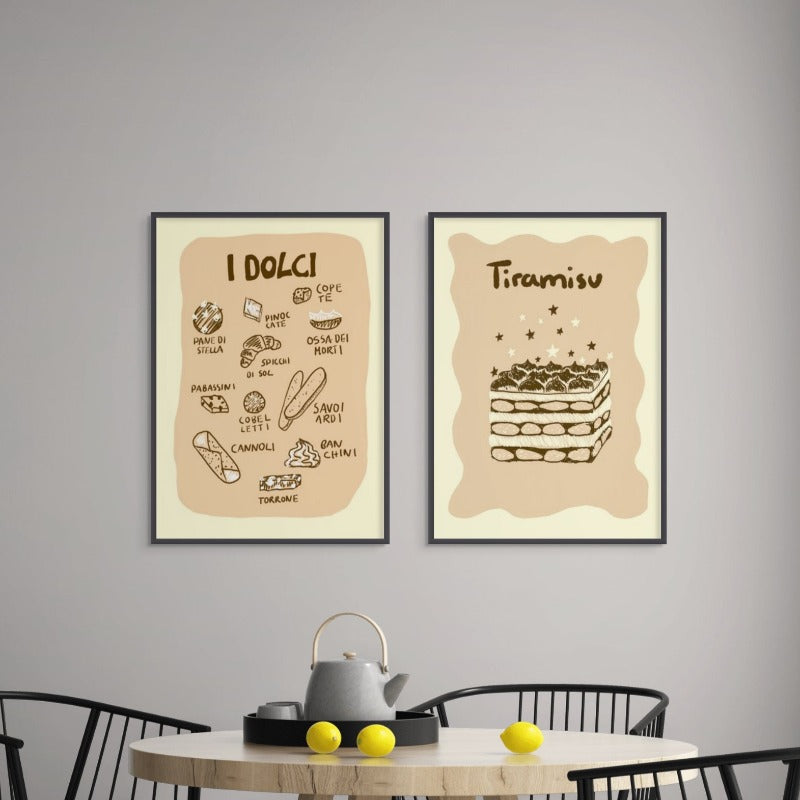 Set "I Dolci" + "Tiramisu" Art Prints