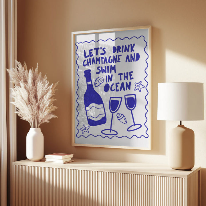 Champagne by the ocean Art Print