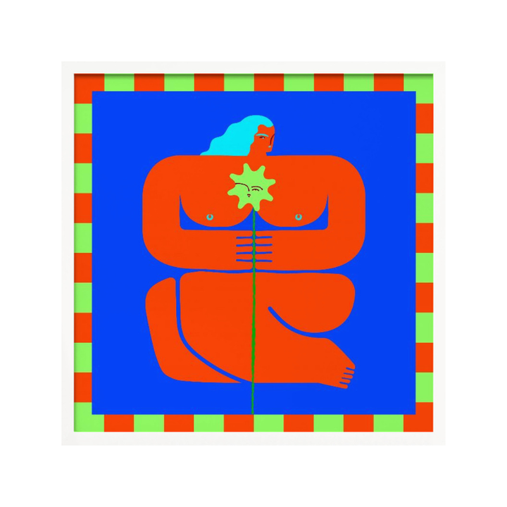 Cuadro "Stylized Human Form with Vibrant Orange and Blue Hues"