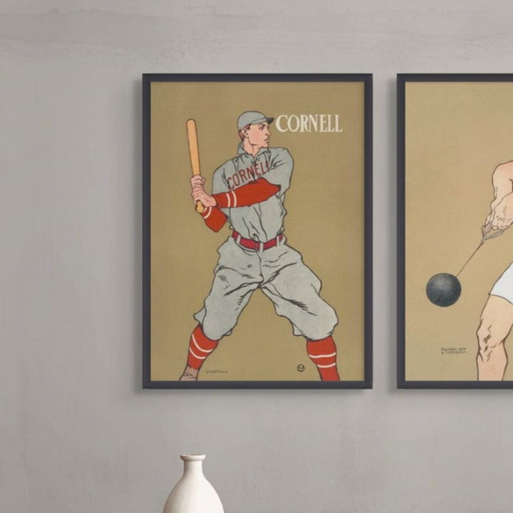 Vintage Drawing of a Baseball Player Holding a Bat Art Print