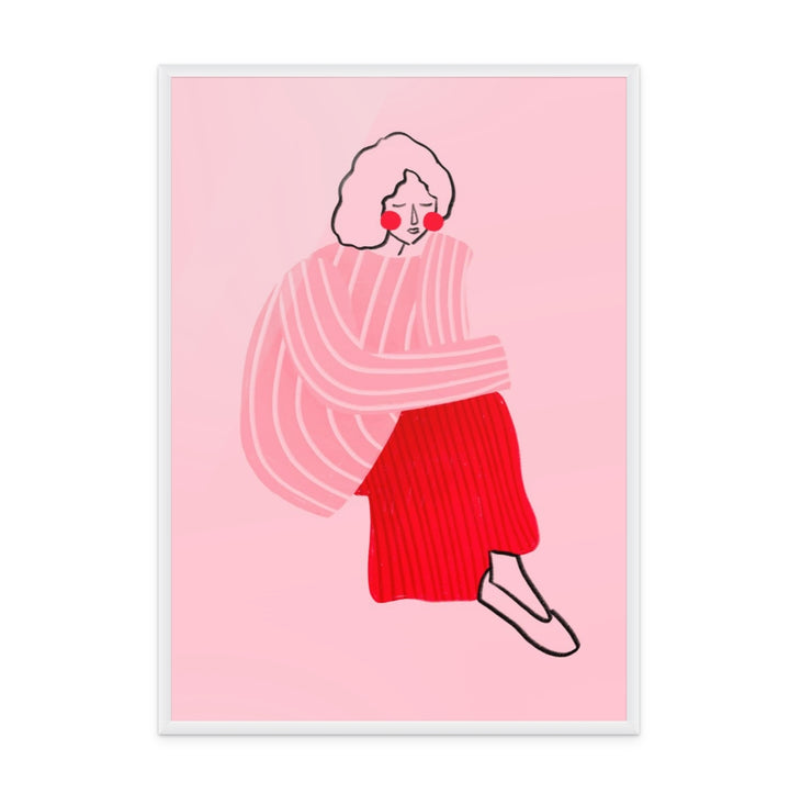 Pink and Red Line Lady Art Print