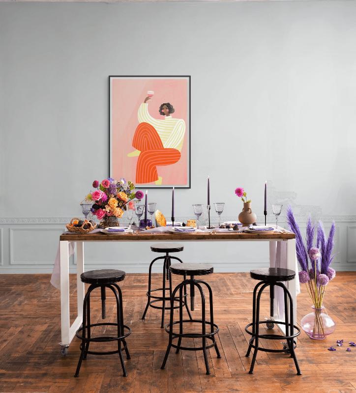 The Woman with de glass of wine Art Print