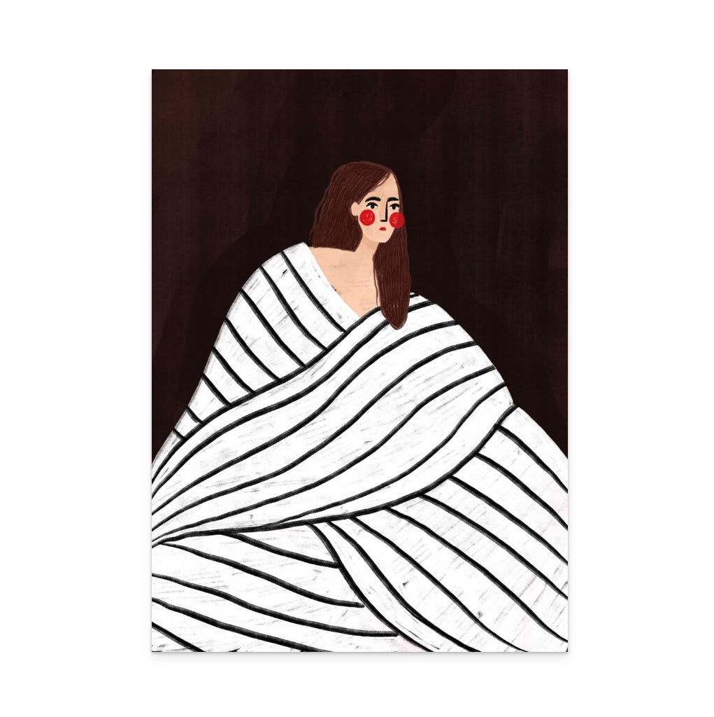 The Woman With Black and White Stripes Art Print